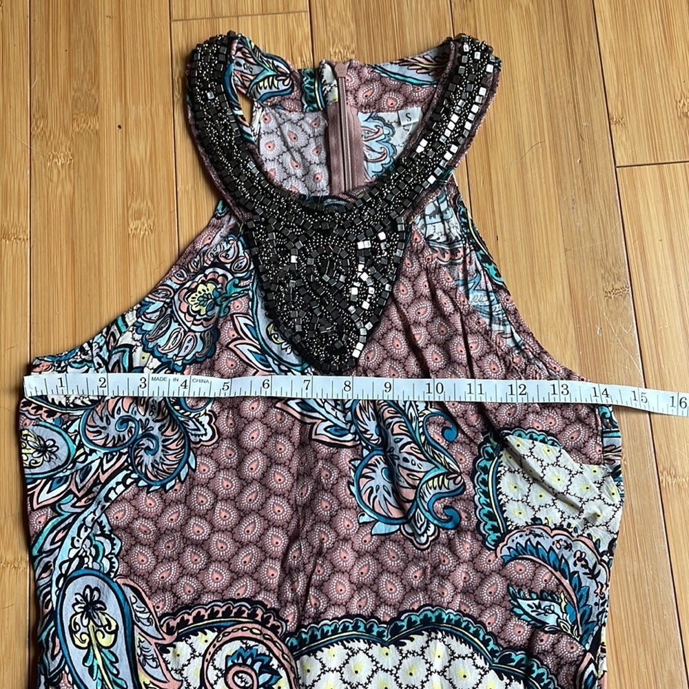 💗Matilda Paisley Print Romper Beaded Neckline - Picture 8 of 16